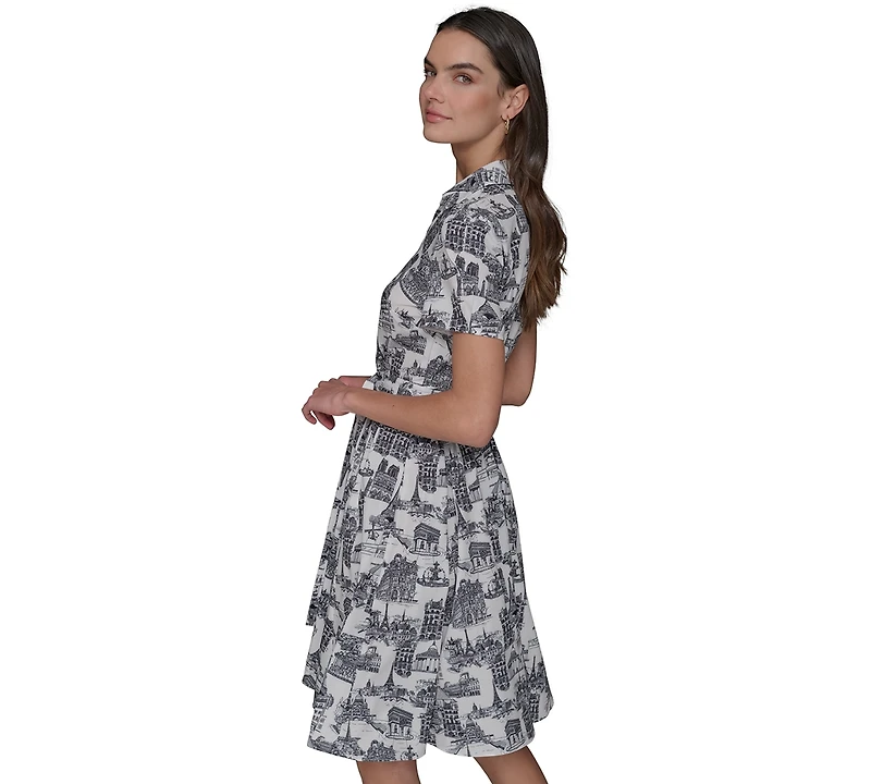 Karl Lagerfeld Paris Women's Toile Tie-Waist Dress