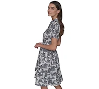 Karl Lagerfeld Paris Women's Toile Tie-Waist Dress