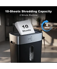 Bonsen Paper Shredder for Home Office, 10-Sheet Cross-Cut Shredder, P-4 High Security Level, Quiet Credit Card Shredder with Jam Proof System, 4 Gallo