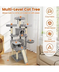 Cozito Cat Tree 65 in with 3 Upholstered Perches and 2 Condos