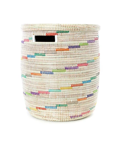 African Modern, Vanilla Sugar Swirl Flat Lid Storage Basket