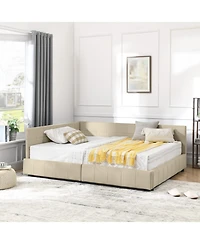 Rainsken Storage Upholstered Tufted Bed Frame, with 2 Drawers, Velvet Corner Frame Full, No Box Spring Needed