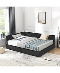 Rainsken Storage Upholstered Tufted Bed Frame, with 2 Drawers, Velvet Corner Frame Full, No Box Spring Needed