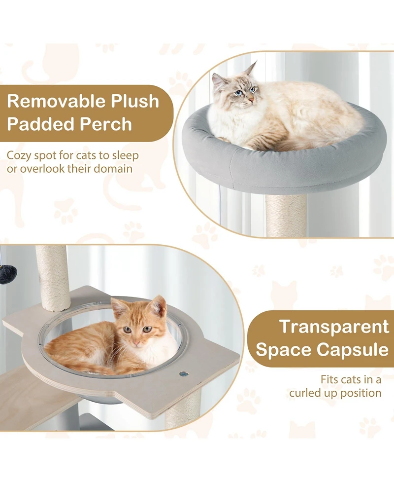 Cozito Cat Tree 44 inch Modern with Removable Padded Top Perch