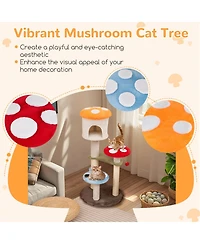 Cozito Cat Tree Mushroom Style with Sisal Posts and Top Condo