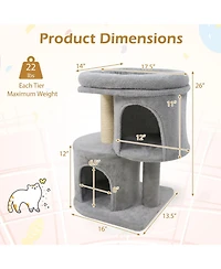 Cozito Cat Tower 26 inch with Padded Plush Perch and Dual Condos