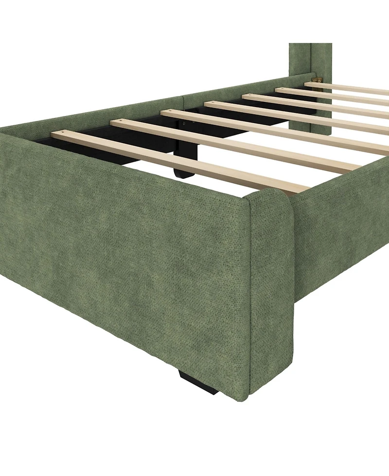 Max & Lily Upholstered Bed with Rectangular Headboard Drawer Side Storage