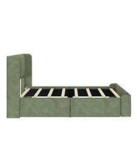 Max & Lily Upholstered Bed with Rectangular Headboard Drawer Side Storage