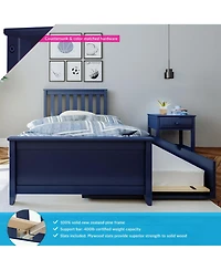 Max & Lily Bed Frame with Trundle, Classic Solid Wood Platform Storage