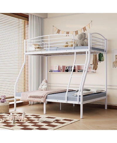 gaomon Twin Over Full Bunk Bed, Metal Beds with Ladder and Guardrail,Heavy Duty Space Saving Design,Smooth Rounded Edges