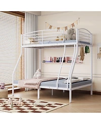 gaomon Twin Over Full Bunk Bed, Metal Beds with Ladder and Guardrail,Heavy Duty Space Saving Design,Smooth Rounded Edges