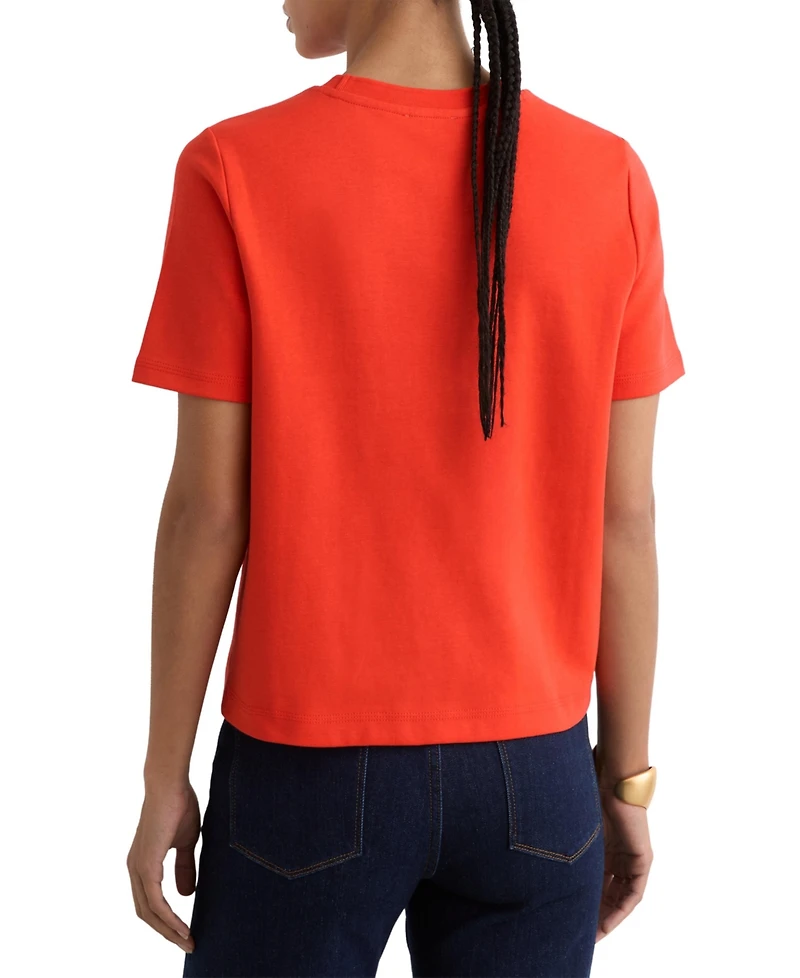 Reiss Women's Stretch-Cotton Ribbed-Neck T-Shirt