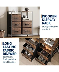gaomon Lateral File Cabinet with 5 Fabric Drawers - 24.8" Filing Cabinet, Rustic Printer Stand, Office Organizer Cabinet, Fits Letter Files
