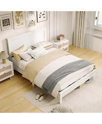 Slickblue Modern Platform Bed Frame with Tall Headboard, Strong Slat Support, Noise Free Design