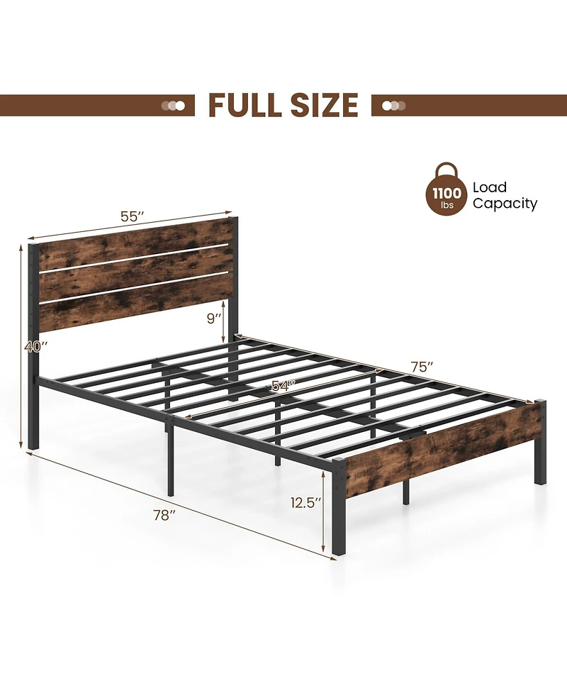 Slickblue Modern Bed Frame with Tall Headboard and Mute Bar Structure for Quiet Stability