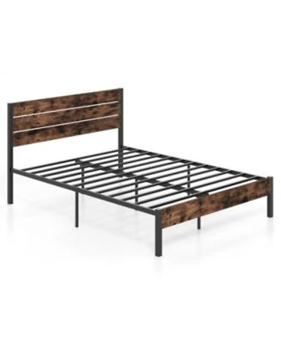 Slickblue Modern Bed Frame with Tall Headboard Mute Bar Structure for Quiet Stability