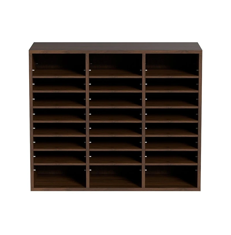 Sugift 24-Compartment Literature Organizer with Adjustable Shelves, Wood Mail Sorter for Office and Classroom