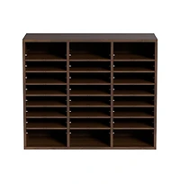 Sugift 24-Compartment Literature Organizer with Adjustable Shelves, Wood Mail Sorter for Office and Classroom