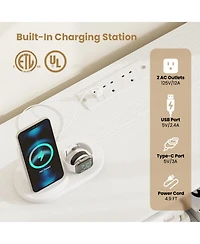 Gouun 77 in Led Tv Stand with Power Outlets and Tempered Glass Shelves