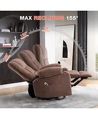 Rainsken Vibration Massage Swivel Rocker Recliner with Heat, Usb Charging and Cup Holders, Extra Large Accent Chair for Living Room