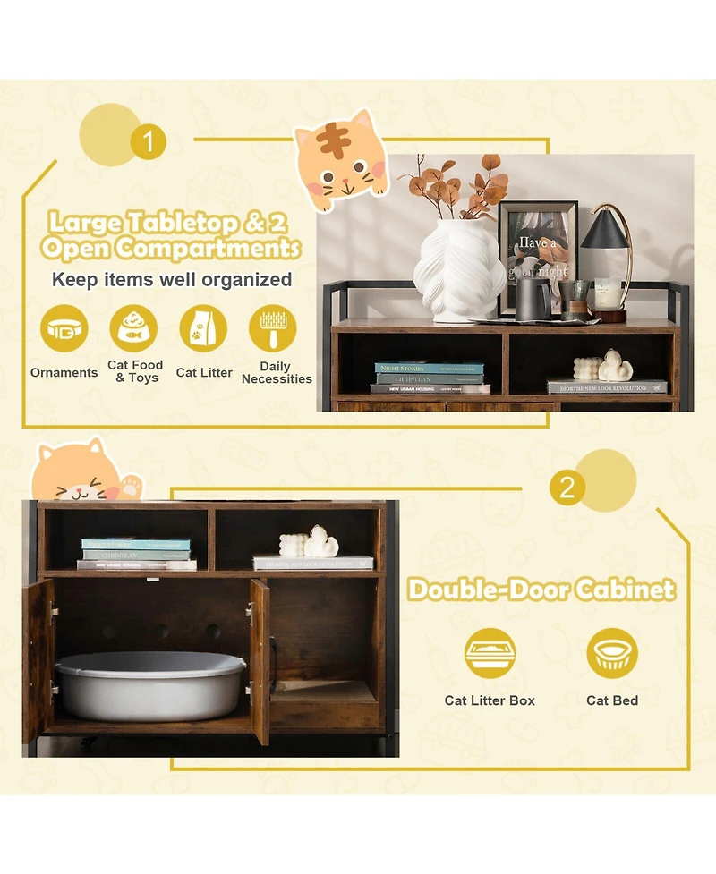 Cozito Hidden Cat Washroom 35 in Double Door Scratch Board Coffee