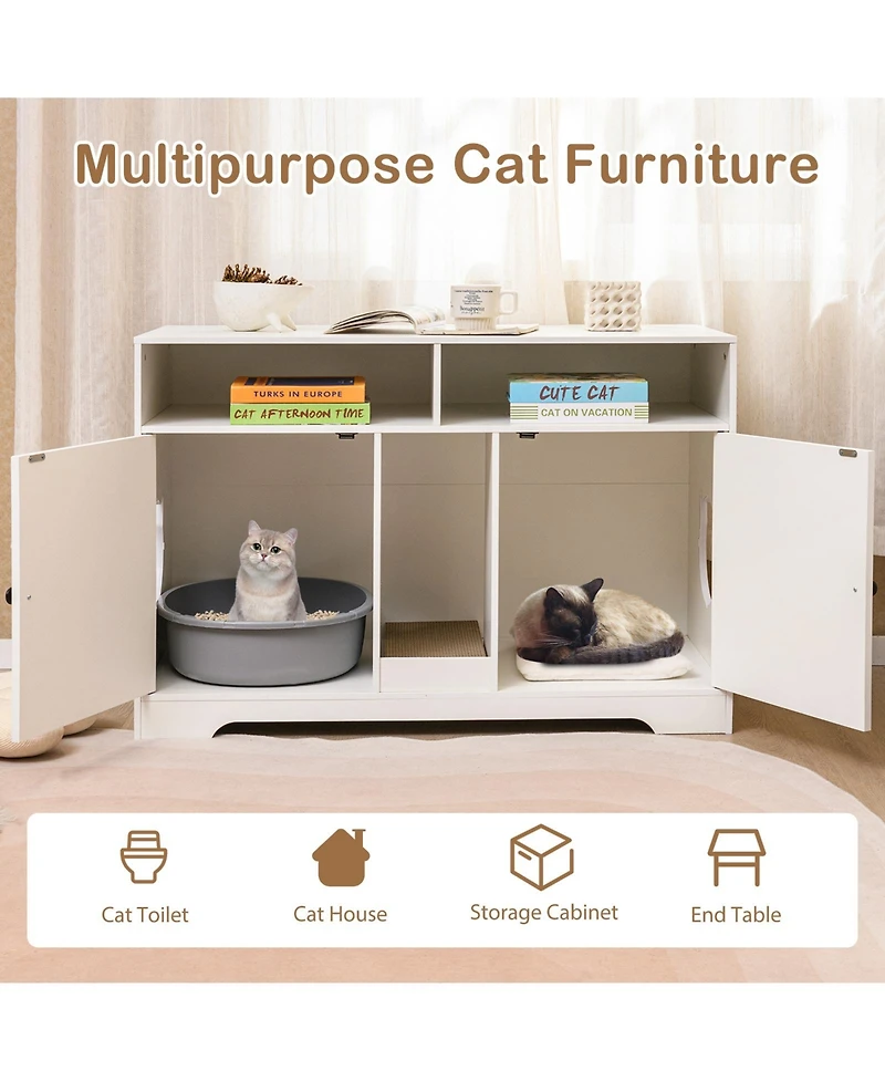 Cozito Cat Litter Box Enclosure 43 in Double Room with Sisall