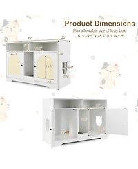 Cozito Cat Litter Box Enclosure 43 in Double Room with Sisall