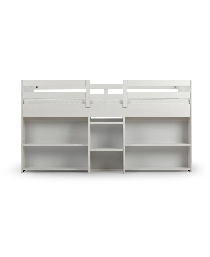 Max & Lily Solid Wood Modern Farmhouse Low Loft Bed, Bed Frame for Kids with 2 Bookcases