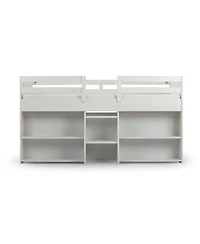 Max & Lily Solid Wood Modern Farmhouse Low Loft Bed, Bed Frame for Kids with 2 Bookcases