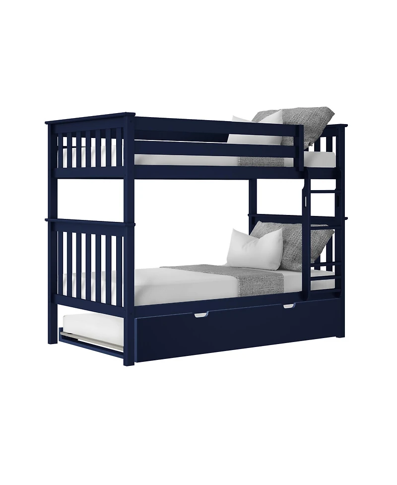 Max & Lily Solid Wood Bunk Bed with Storage Trundle for Kids