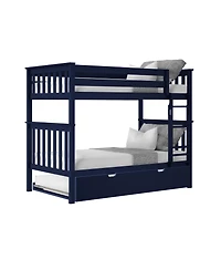 Max & Lily Solid Wood Bunk Bed with Storage Trundle for Kids