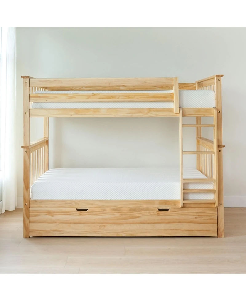 Max & Lily Solid Wood Bunk Bed with Storage Trundle for Kids
