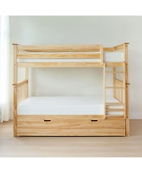 Max & Lily Solid Wood Bunk Bed with Storage Trundle for Kids