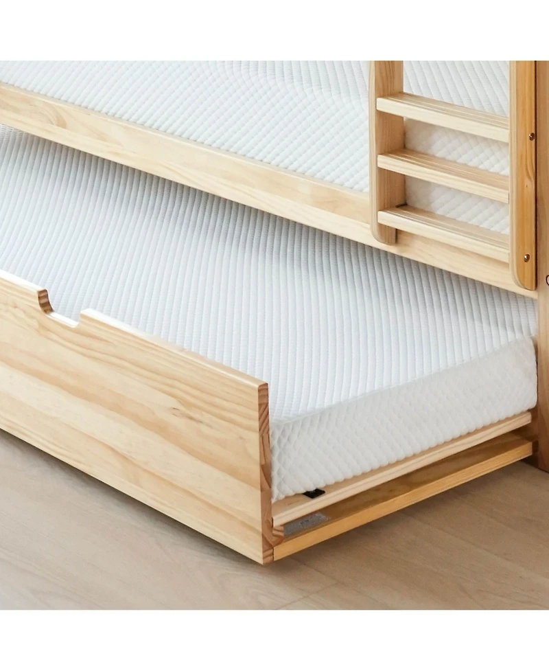 Max & Lily Solid Wood Bunk Bed with Storage Trundle for Kids