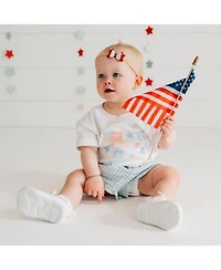 Sweet Wink Baby Girls Patriotic Watercolor Short Sleeve Romper