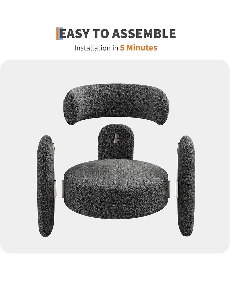 gaomon Modern Chenille Accent Chair Set of 2 Mid-Century Upholstered Living Room Chair Cozy Round Armrest Chair With Open Back for Bedroom/Office/Cafe
