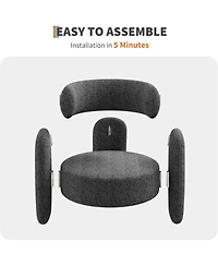 gaomon Modern Chenille Accent Chair Set of 2 Mid-Century Upholstered Living Room Chair Cozy Round Armrest Chair With Open Back for Bedroom/Office/Cafe
