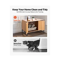Sugift Cat Litter Box Enclosure Furniture 31.5 in Hidden Litter Box Cabinet with Scratch Pad