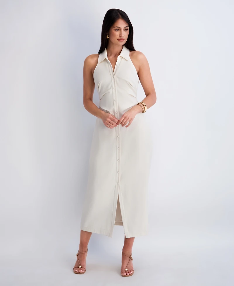 Kensie Women's Collared Sleeveless Woven Dress