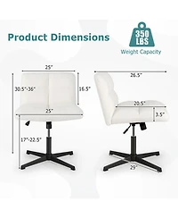 Gouun Metal Frame Armless Cross-Legged Office Chair with Adjustable Height