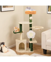 Cozito Cat Tree Flower Style Modern with Plush Top Perch
