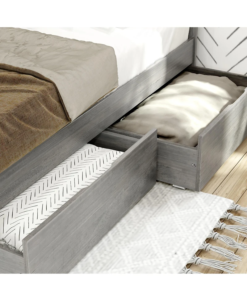 Max & Lily Solid Wood Farmhouse Twin Bed with Plank Headboard and Storage Drawers