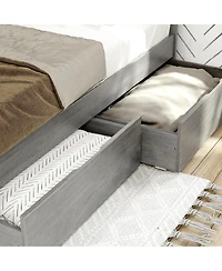 Max & Lily Solid Wood Farmhouse Twin Bed with Plank Headboard and Storage Drawers