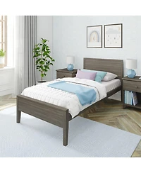 Max & Lily Twin Bed Frame, Solid Wood Classic Platform with Panel Headboard for Kids