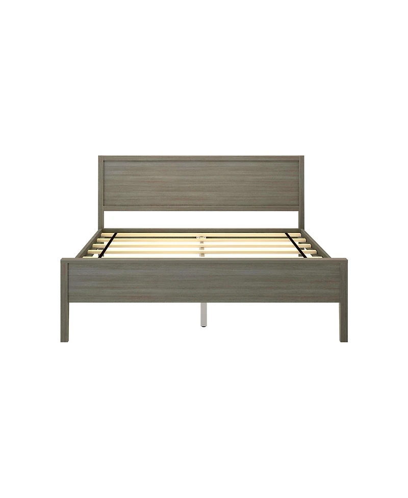 Max & Lily Queen Bed Frame, Solid Wood Classic Platform with Panel Headboard for Kids