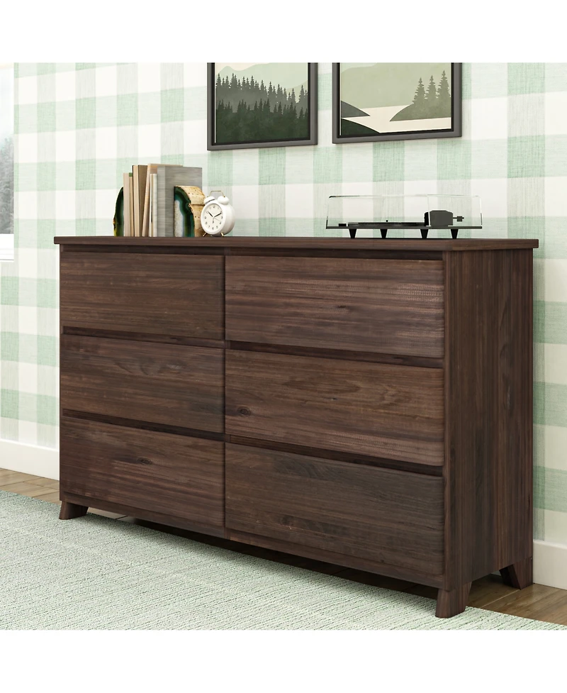 Max & Lily 6 Drawer Dresser, Storage Drawers Farmhouse Solid Wood Bedroom Dressers