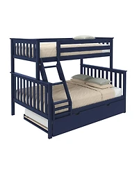 Max & Lily Solid Wood Bunk Bed, Twin over Full with Storage Trundle and Ladder for Kids