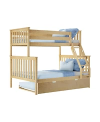 Max & Lily Solid Wood Bunk Bed, Twin over Full with Storage Trundle and Ladder for Kids