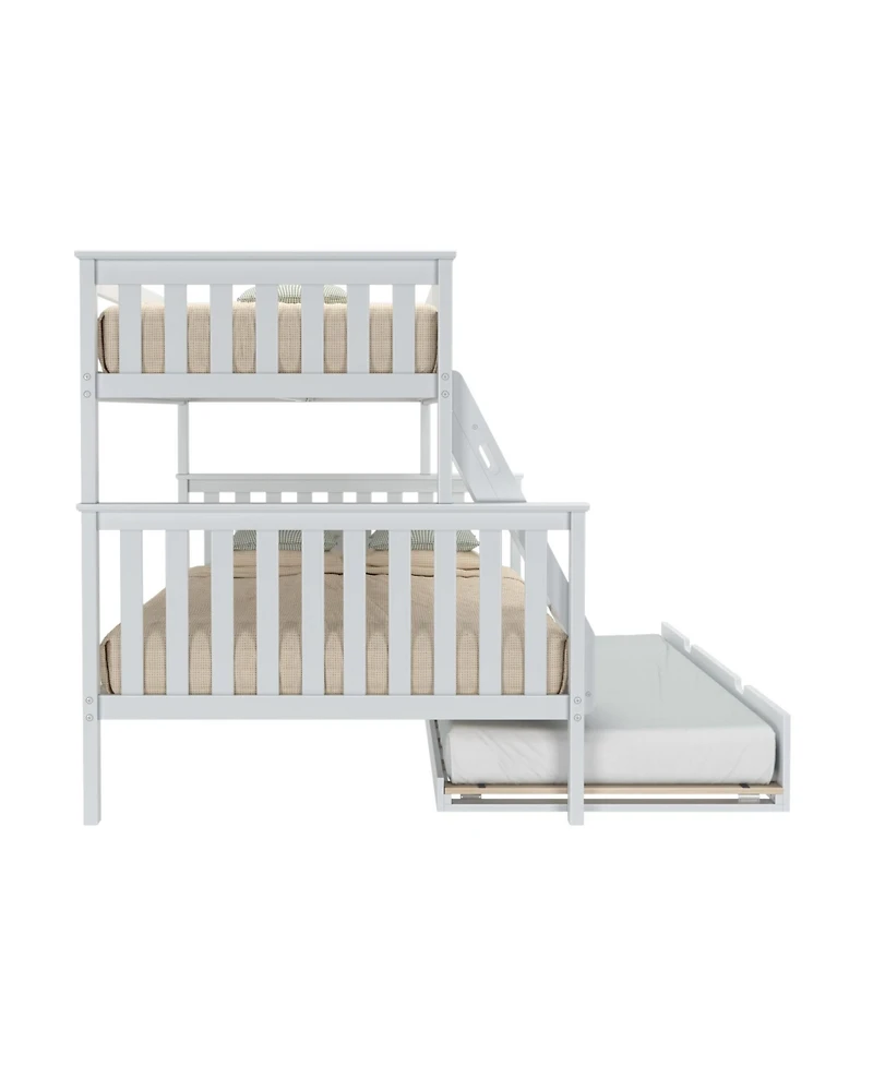 Max & Lily Solid Wood Bunk Bed, Twin over Full with Storage Trundle and Ladder for Kids