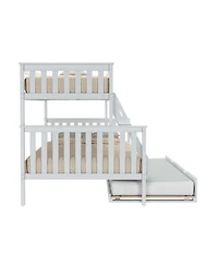 Max & Lily Solid Wood Bunk Bed, Twin over Full with Storage Trundle and Ladder for Kids